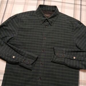rag&bone Navy Green‎ Check Plaid Cotton Long Sleeve Button Shirt XS Embroidered